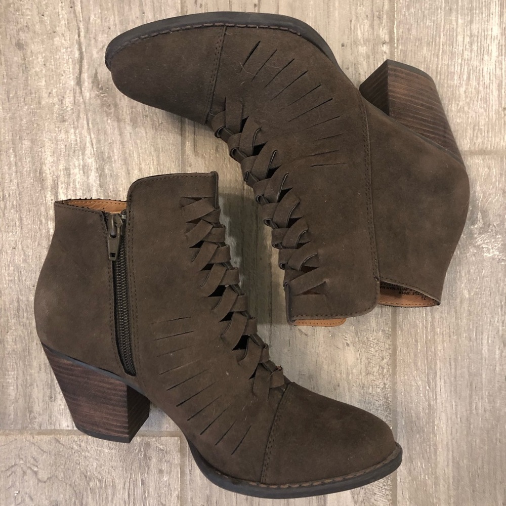 Merona Olive Faux Suede Booties